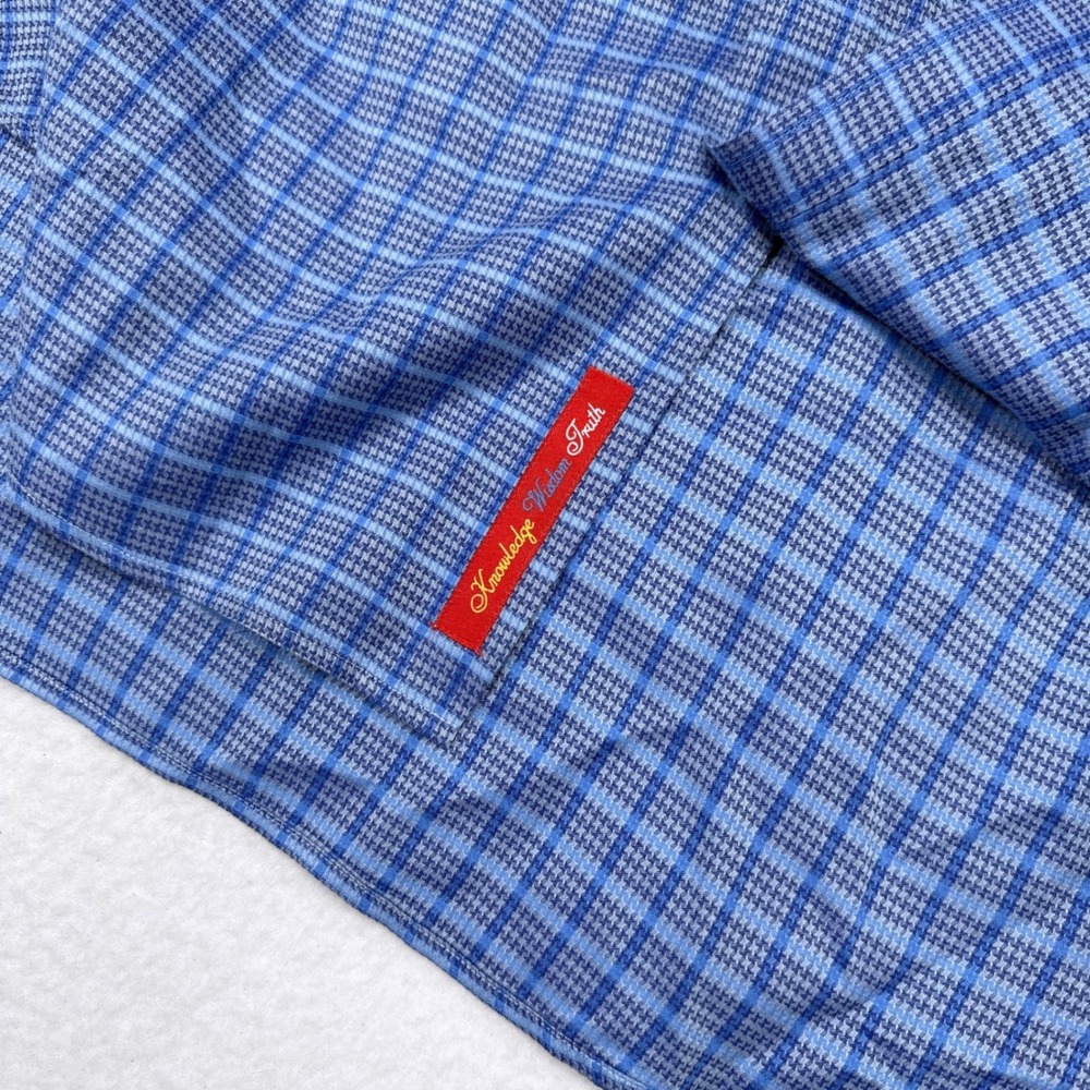 Robert Graham Shirt Men's Size XL Classic Fit Blue Check Flip Cuff Buttom Down - Picture 8 of 11